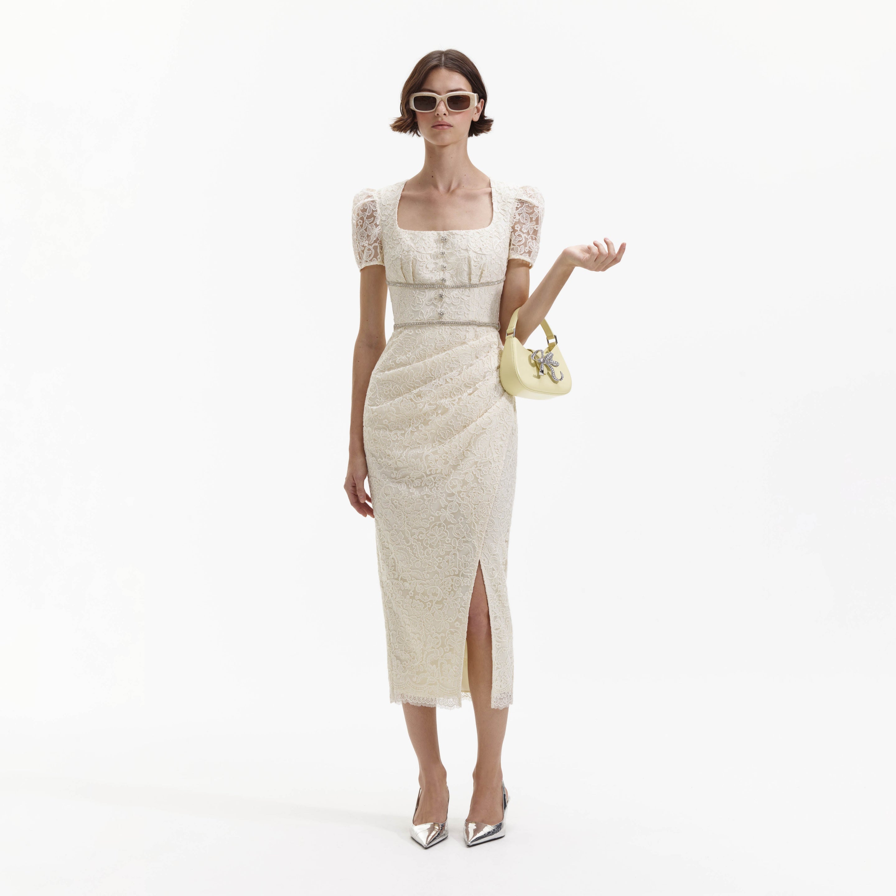 Mariana Cream Lace Bust Midi Dress – Beginning Boutique US
