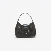 Black Diamante Crescent Bow Bag