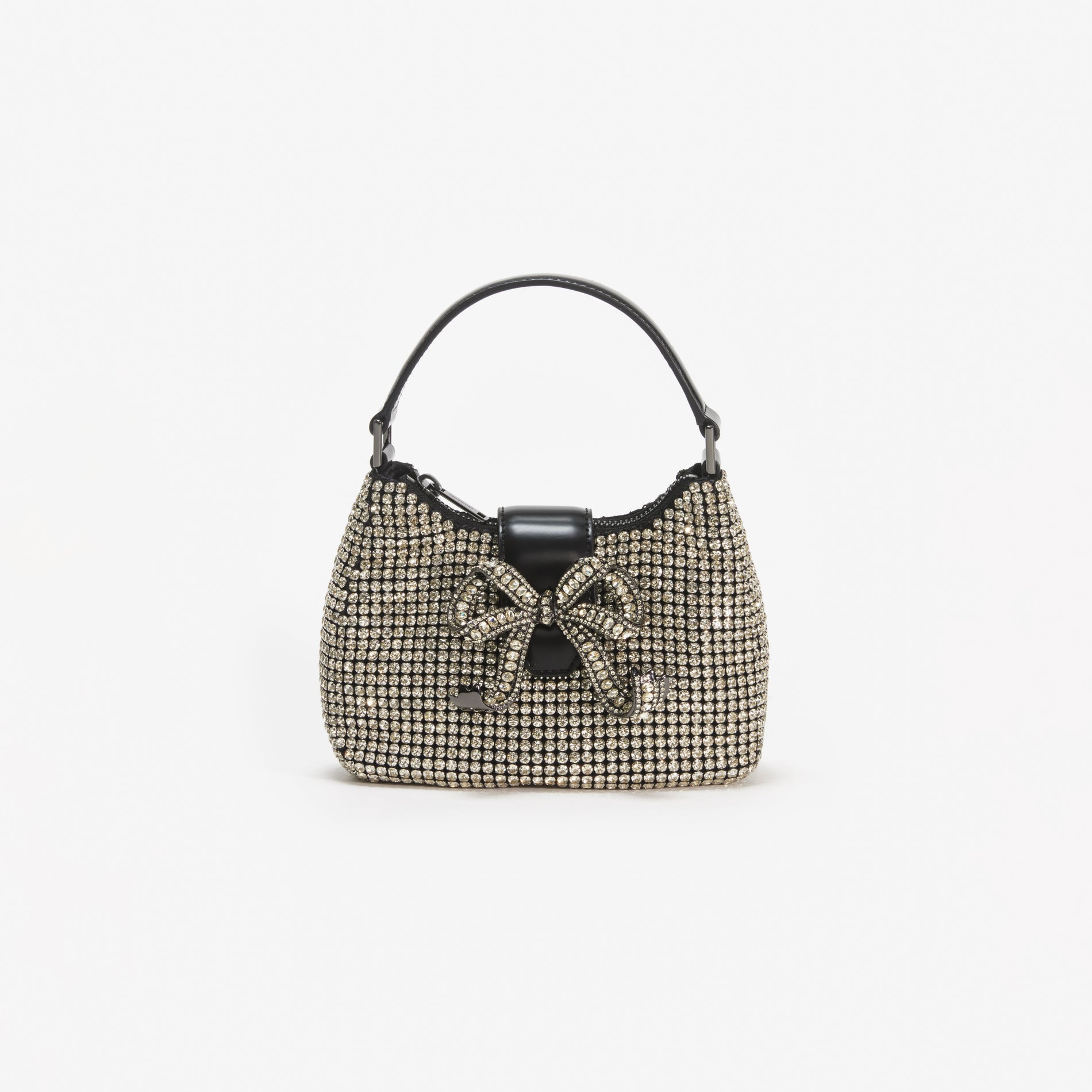 Champagne Diamante Crescent Bow Bag