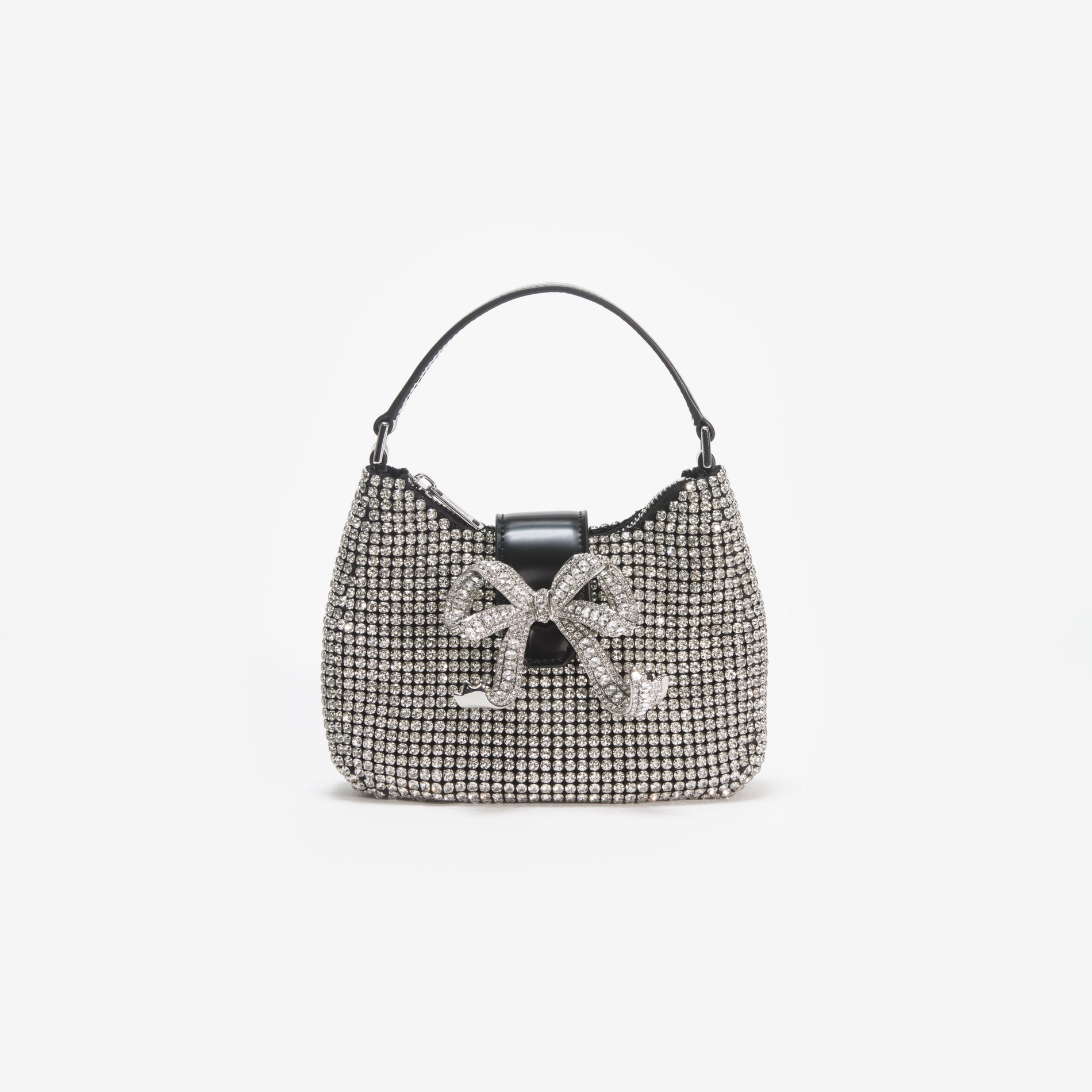 Silver Diamante Crescent Bow Bag