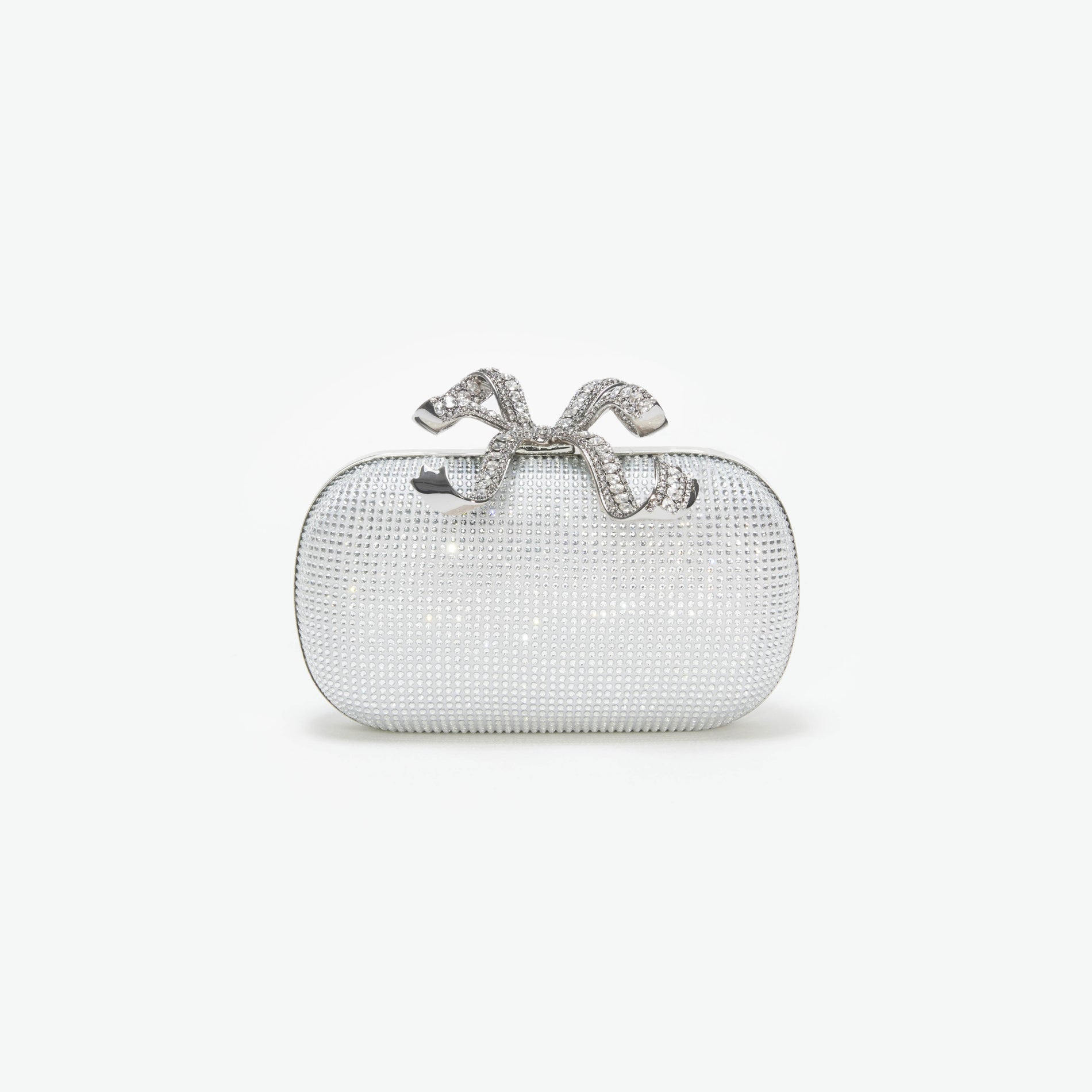 Silver Rhinestone Bow Clutch