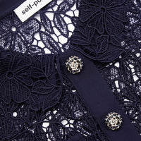 Navy Guipure Lace Top