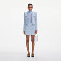 Blue Check Knit Mini Skirt