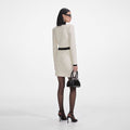Cream Sequin Tie Neck Cardigan