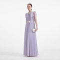 Lilac Chiffon Ruffle Maxi Dress