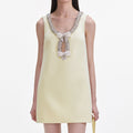 Yellow Crepe Bow Mini Dress
