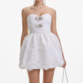 White Organza Bow Mini Dress