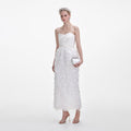 White Organza Bandeau Midi Dress