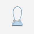 Blue Leather Curved Mini Shoulder Bag