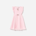 Pink Chiffon Pleated Bow Dress