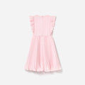 Pink Chiffon Pleated Bow Dress