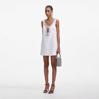 White Bonded Crepe Mini Dress