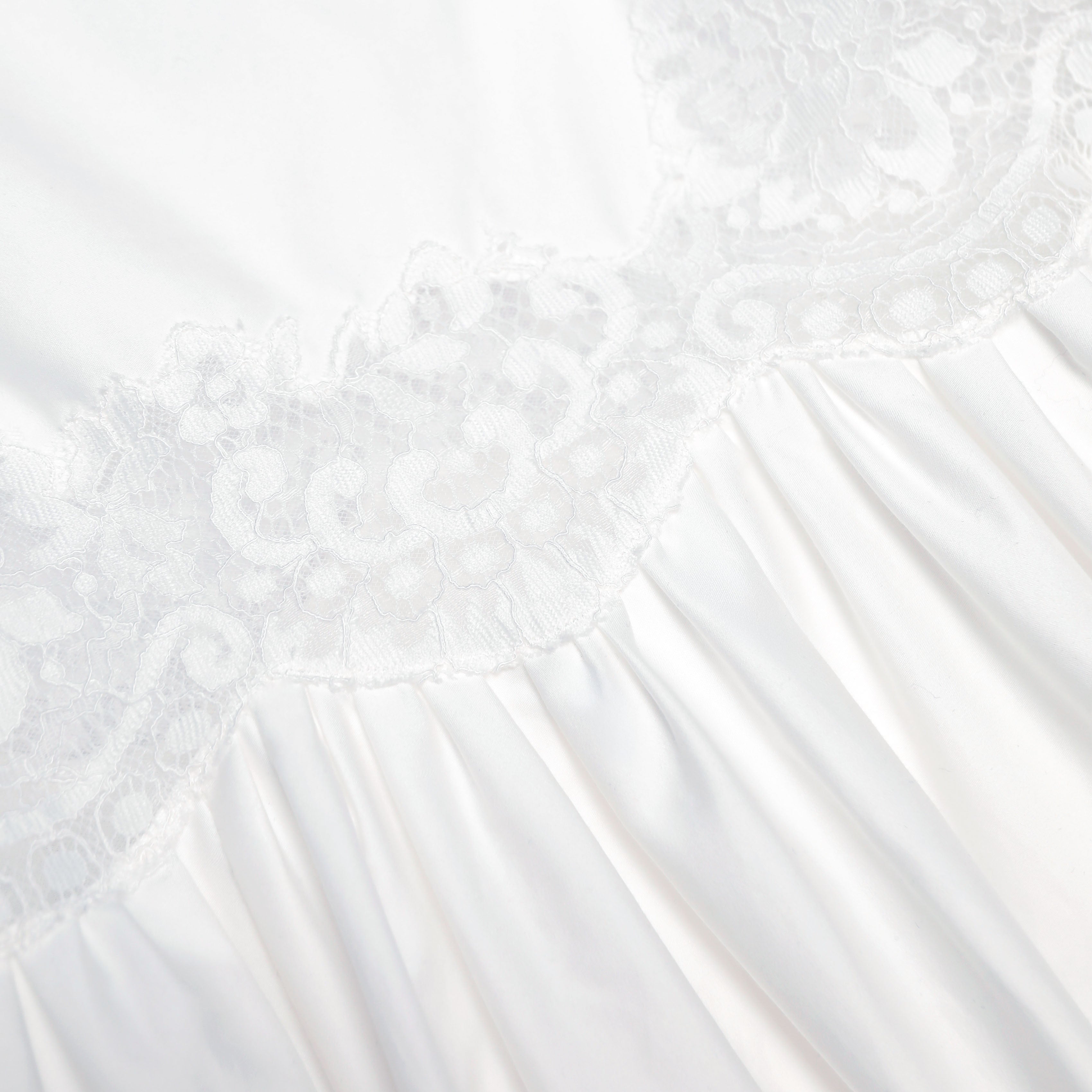 White Cotton Lace Trim Midi Dress