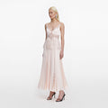 Blush Satin Lace Midi Dress