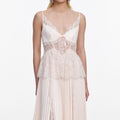 Blush Satin Lace Midi Dress