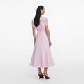 Pink Lace Crepe Midi Dress