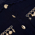 Navy Shell Embellished Cardigan