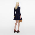 Navy Shell Embellished Knit Mini Dress