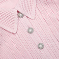 Pink Pointelle Peplum Knit Midi Dress