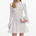 White Pointelle Knit Mini Dress