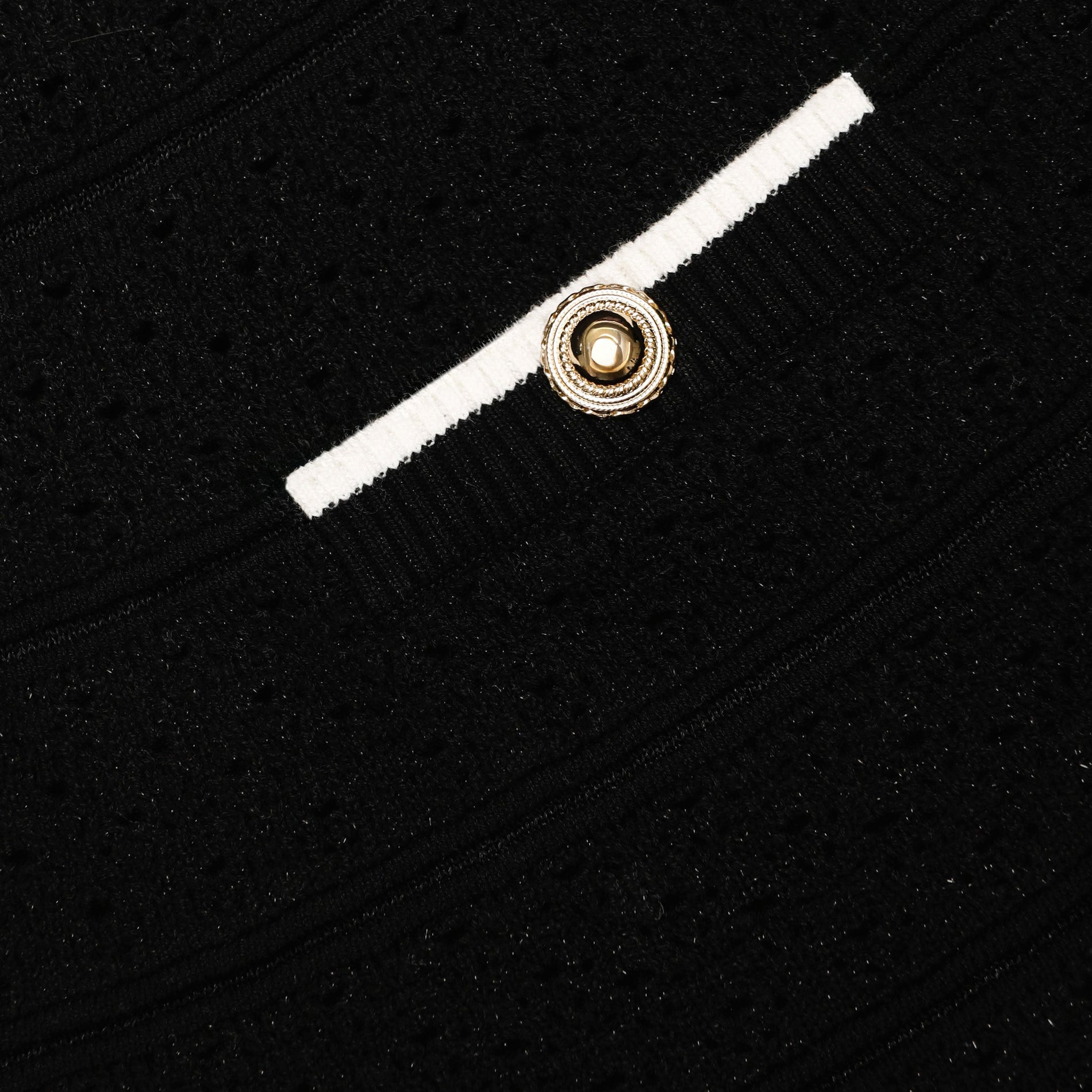 A close up of the fabric for the Black Pointelle Knit Mini Skirt