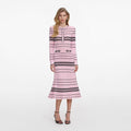 Pink Stripe Knit Midi Dress