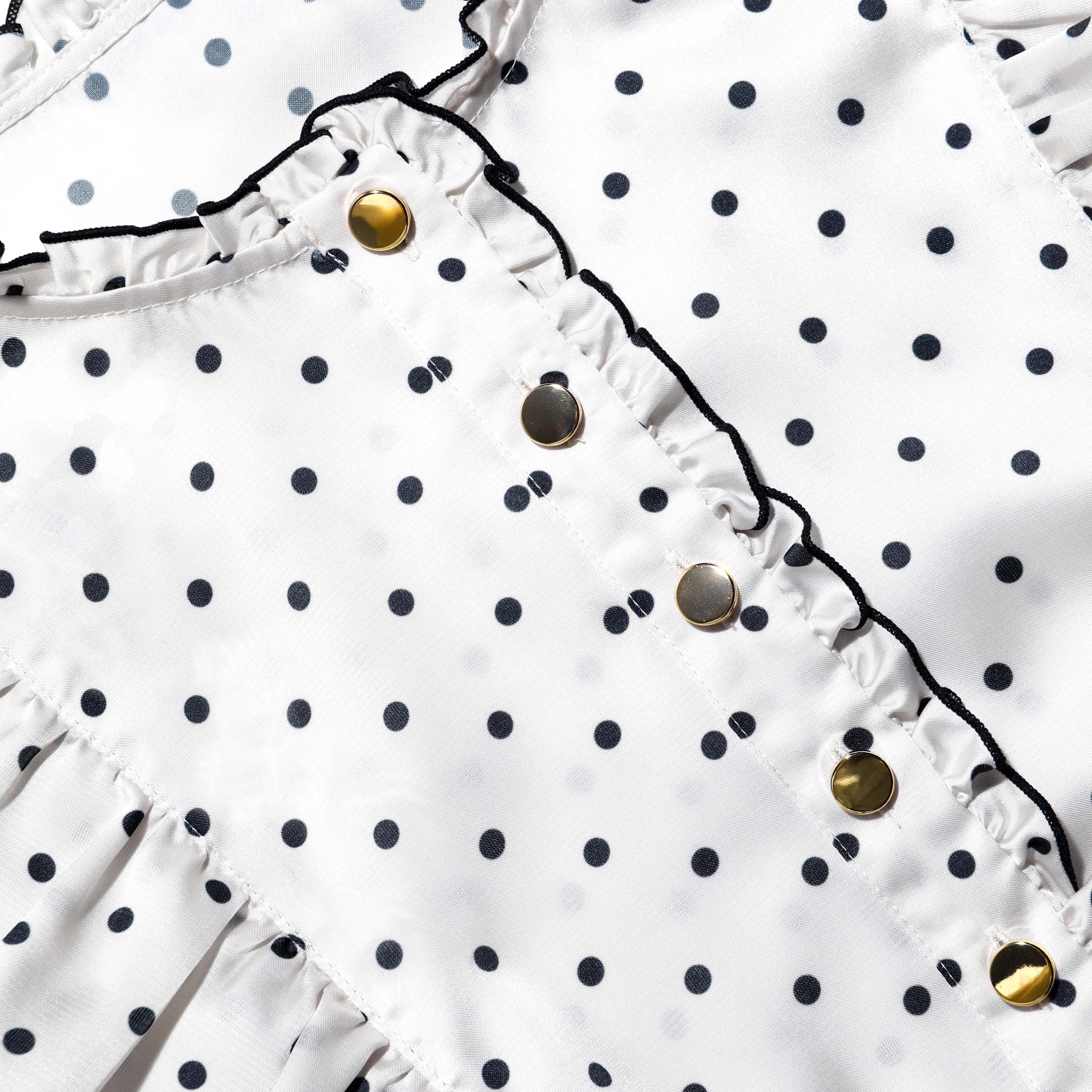 Cream Ramie Polka Dot Midi Dress