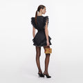 Black Polka Dot Frill Mini Dress