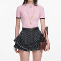 Black Polka Dot Frill Mini Skirt