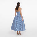 Navy Stripe Taffeta Midi Dress