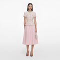 Pink Sequin Boucle Tailored Midi Dress