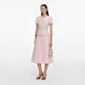 Pink Sequin Boucle Tailored Midi Dress