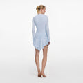 Blue Jersey Gathered Mini Dress