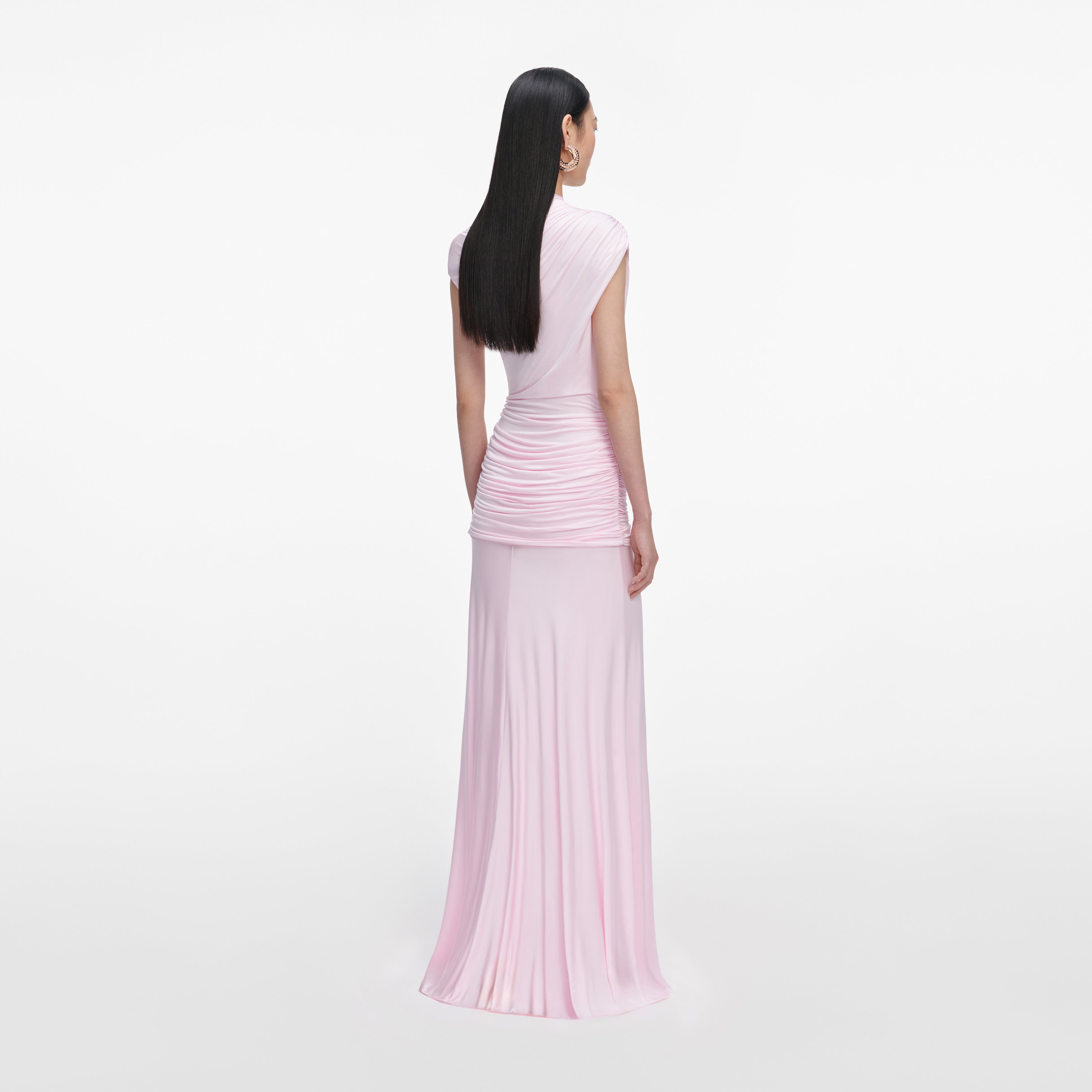 Pink Jersey Draped Maxi Dress