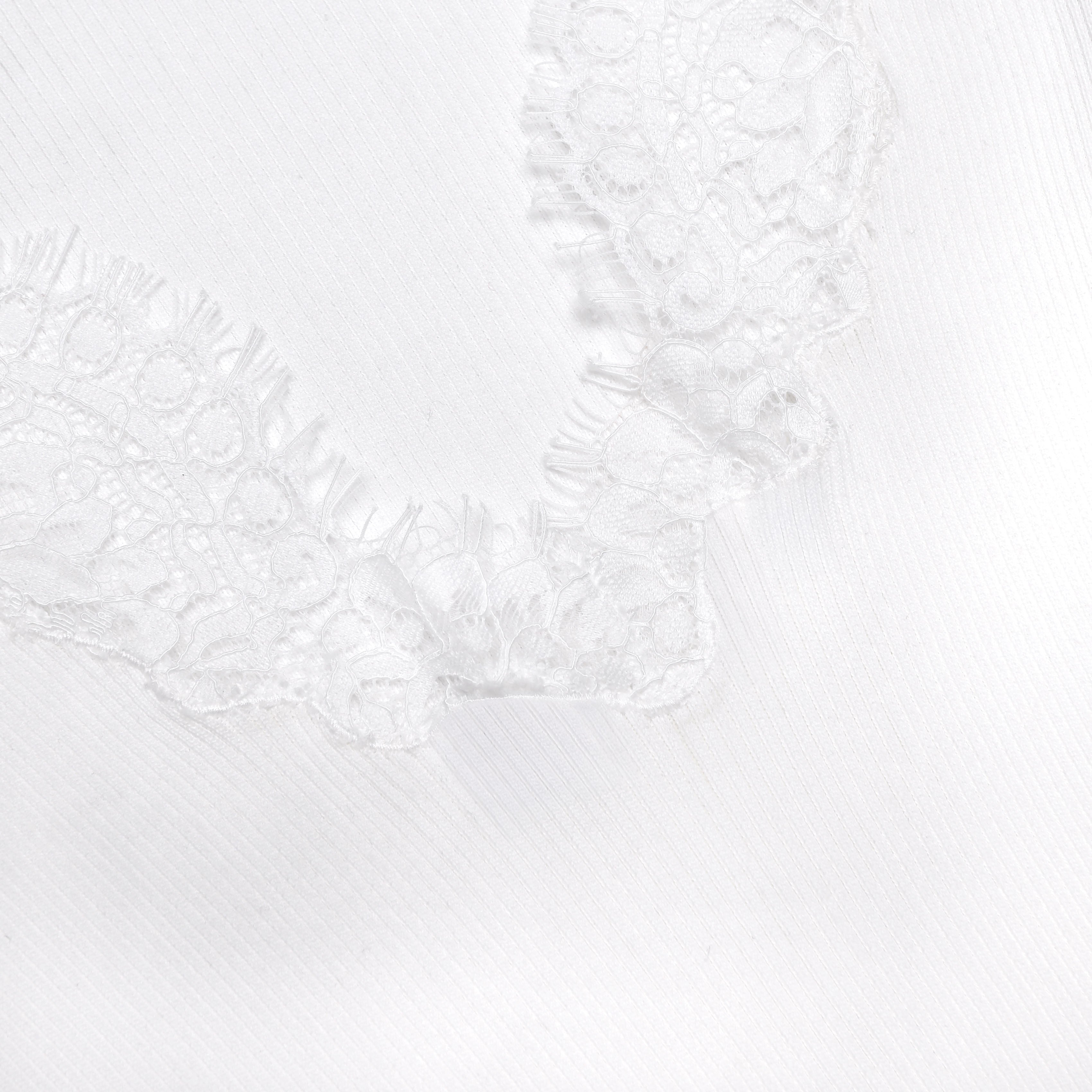 White Lace Trim Knit Bodysuit