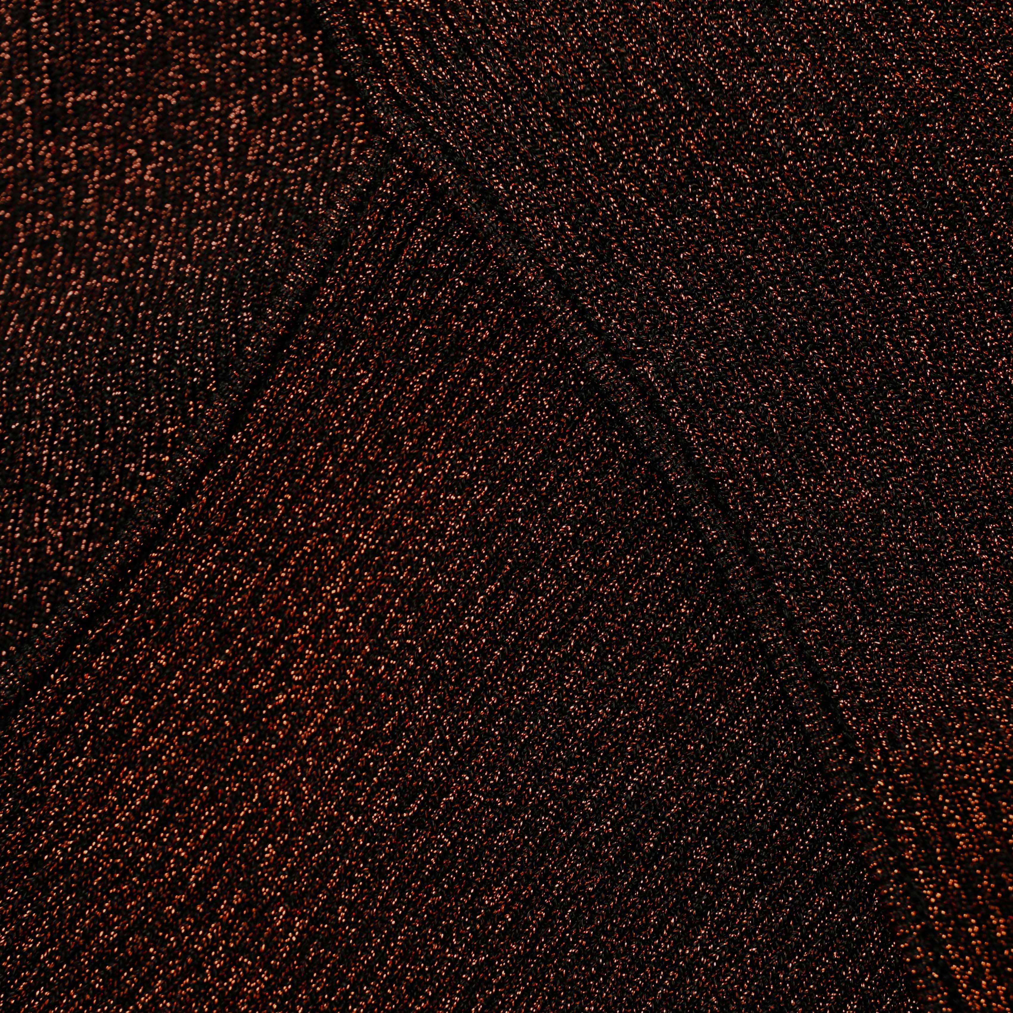 Brown Metallic Knit Wrap Top