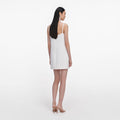 White Crepe 3D Sequin Flower Mini Dress