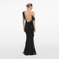 Black Polka Dot Georgette Maxi Dress