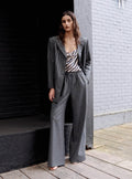 Grey Rhinestone Pinstripe Trousers