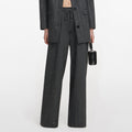 Grey Rhinestone Pinstripe Trousers