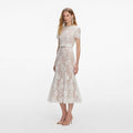 White Sequin Lace Midi Dress