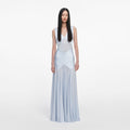Blue Satin Jersey Maxi Dress
