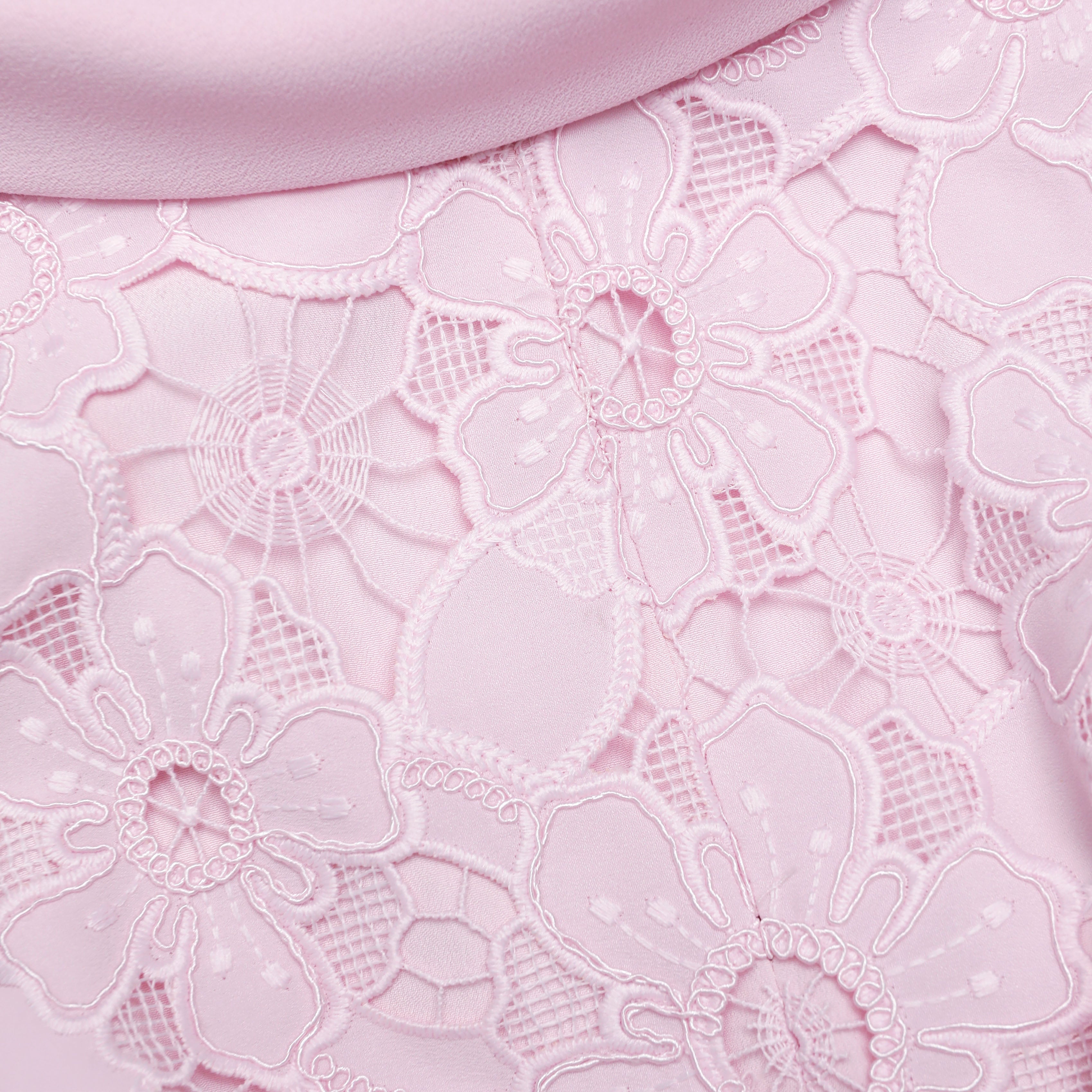 Pink Lace Scoop Back Midi Dress