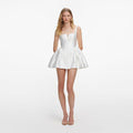White Taffeta Flared Mini Dress