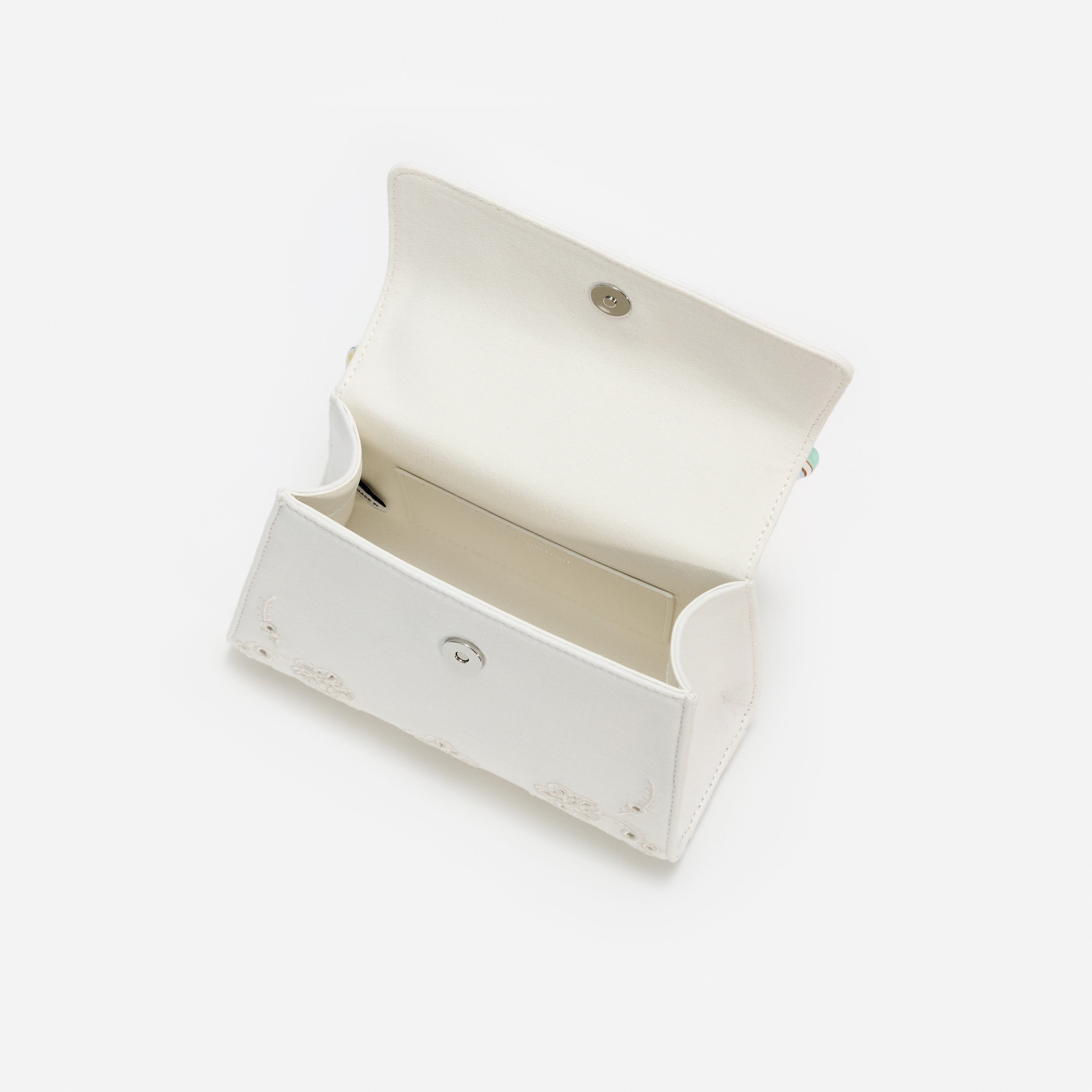 Cream Linen Mint Floral Mini Bag