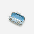 Blue Satin Multi Crystal Clutch Bag
