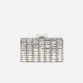 Grey Satin Crystal Clutch Bag