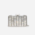 Grey Satin Crystal Clutch Bag