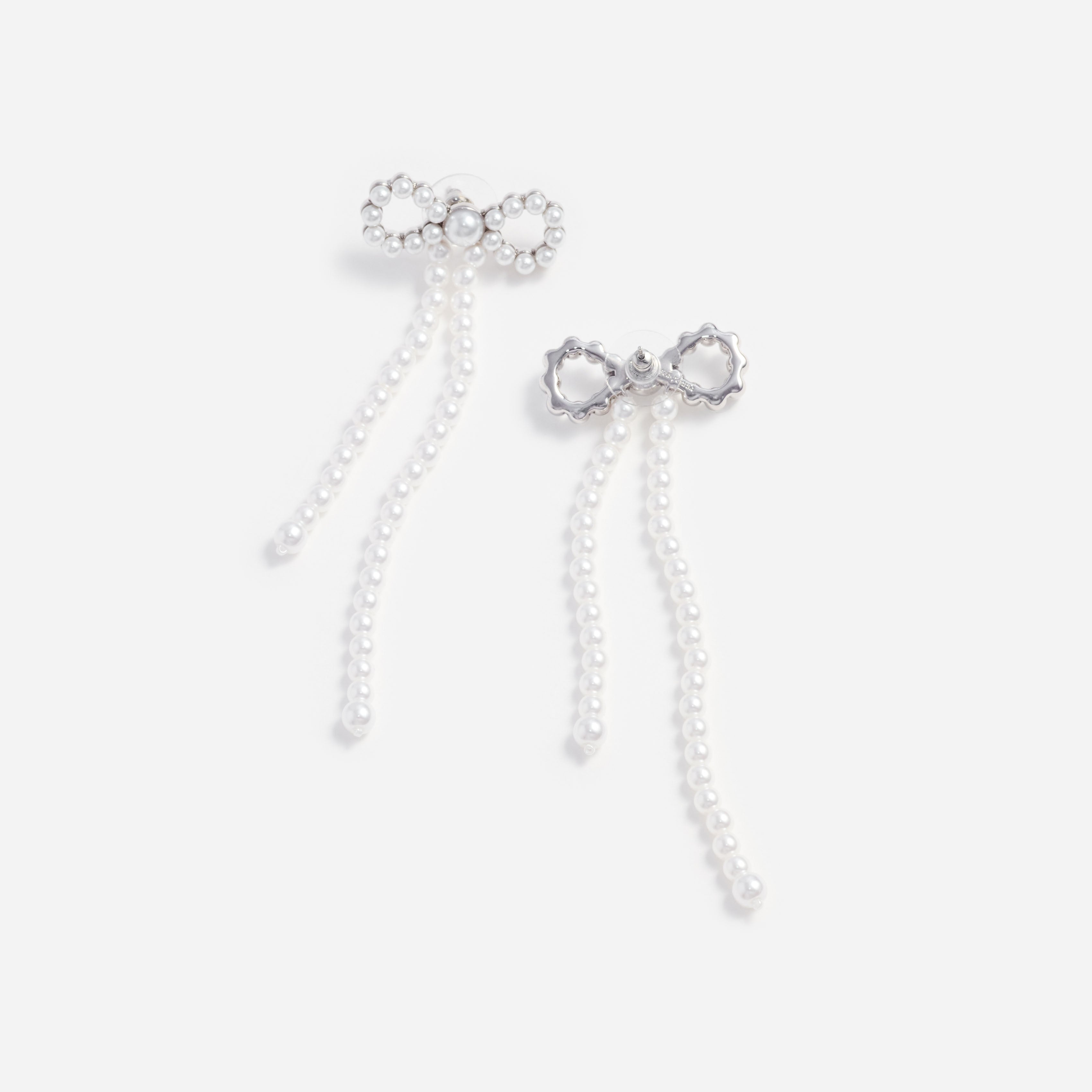 Pearl Bow Dangle Earrings