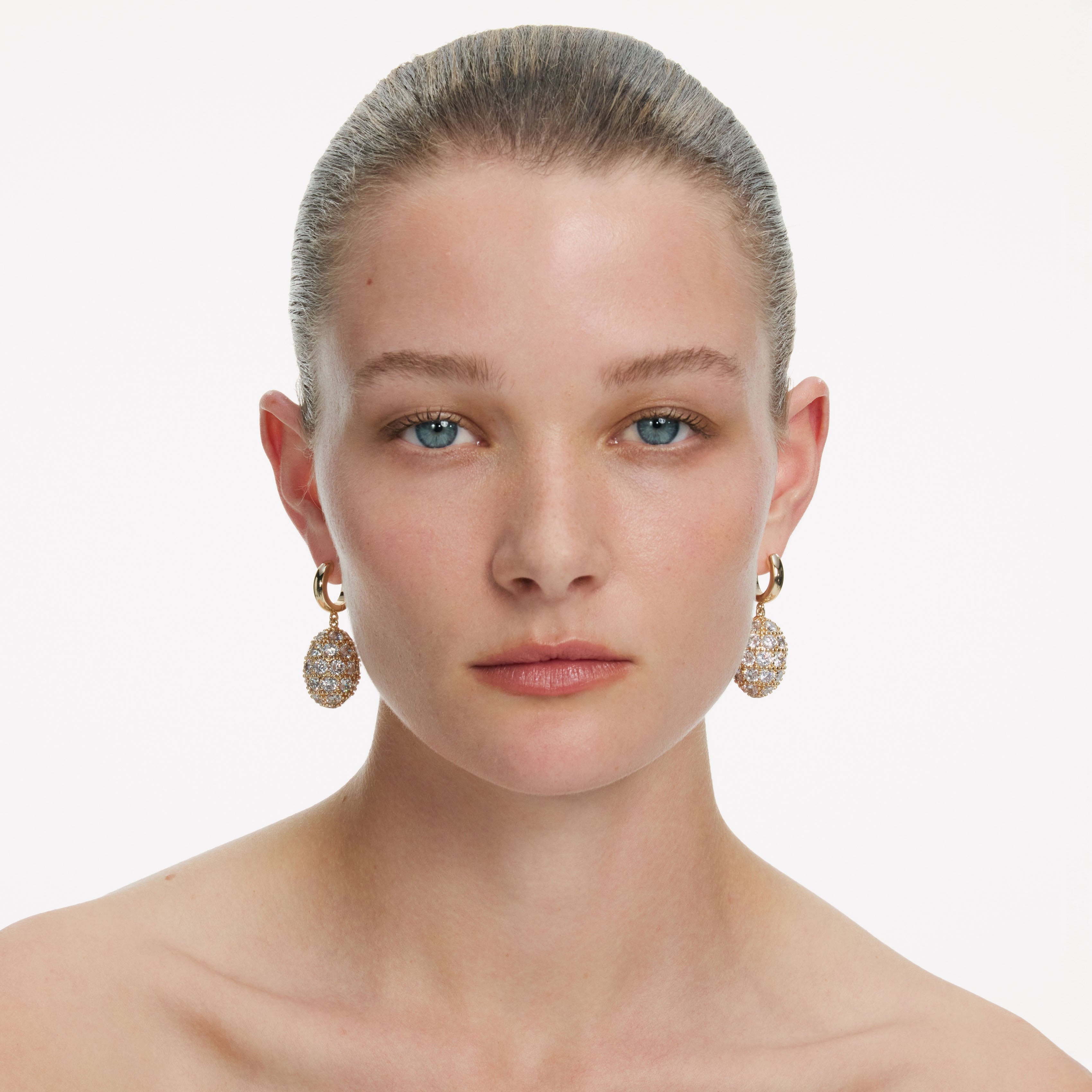 Gold Hoop Crystal Cluster Earrings